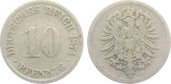 10 пфеннігів 1874 G - Німеччина Полтава