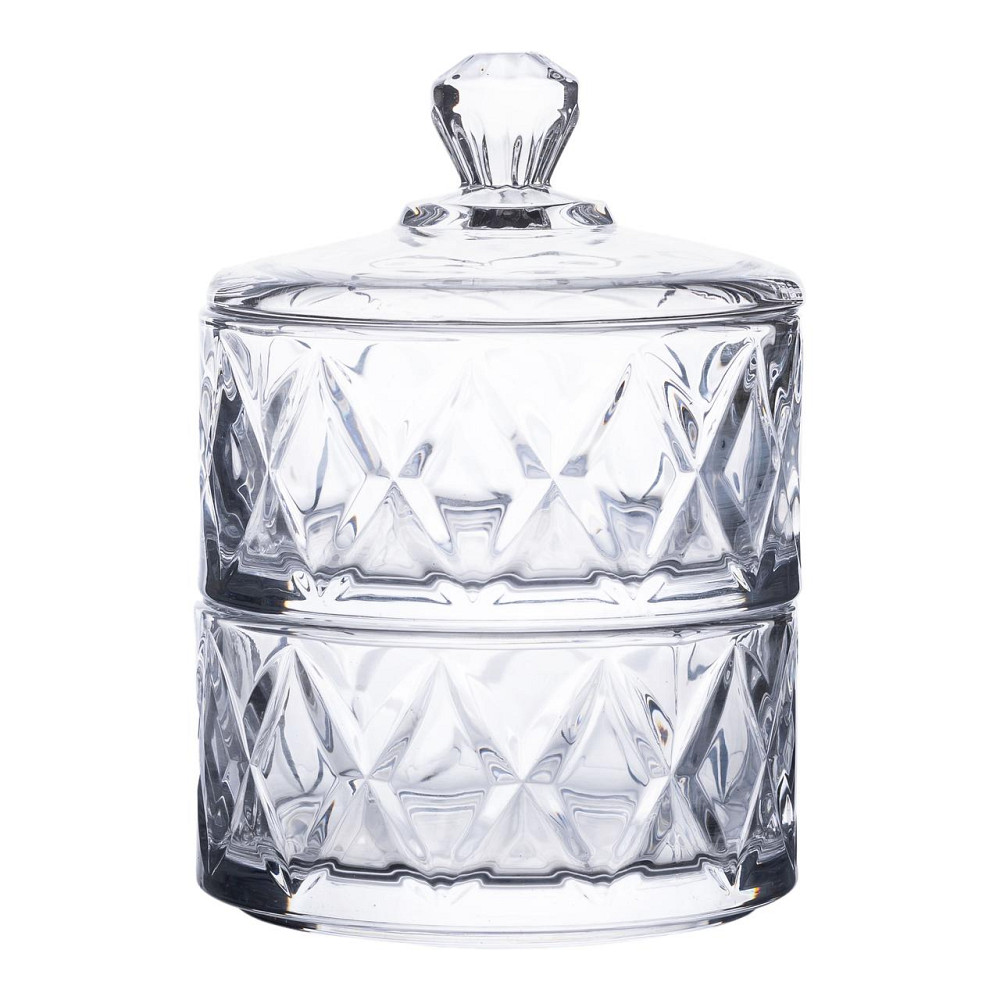 Yiwu Цукерниця скляна з кришкою Ø 10 см дворівнева HP-YH-79 Коломыя - изображение 1