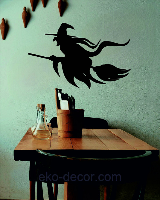 Декоративное настенное Панно «Ведьма на метле с котом», Декор на стену Киев - изображение 7