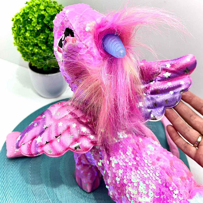 Іграшка м'яка інтерактивна Казкова конячка єдиноріг повідець звук світло Рожева (M 6202 I UA) Чернигов - изображение 7