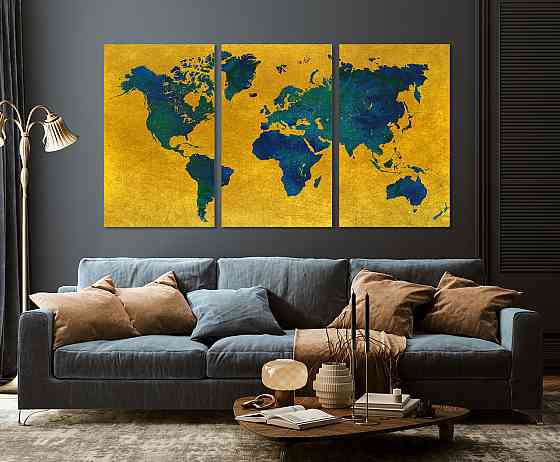 Модульная картина в гостиную / спальню    Мапа   світу   ART-057_3A 70х130 см Киев