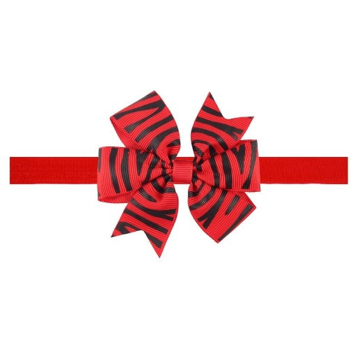 Красная детская повязка с принтом зебры - размер универсальный (на резинке), бантик 8см Киев - изображение 1