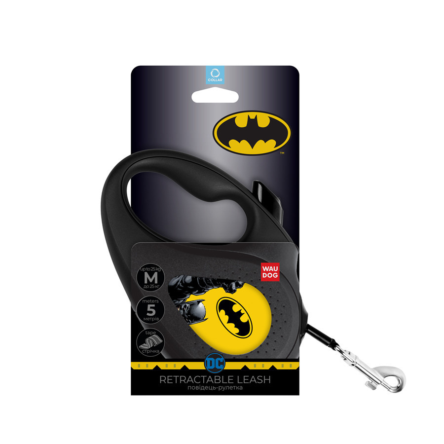 Повідець-рулетка для собак WAUDOG R-leash, малюнок "Бетмен Жовтий", M, до 25 кг, 5 м, світловідбивна стрічка Вінниця - фото 2
