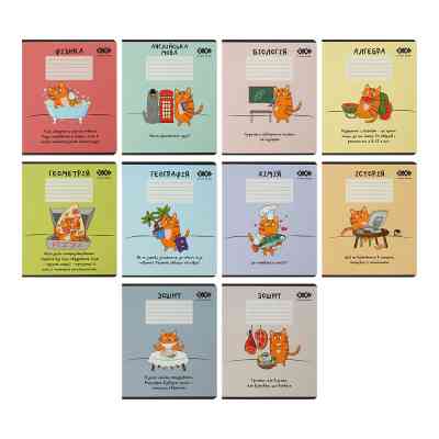 Зошит ZiBi набір учнівських CUTE CAT 36 аркушів 10 штук, 8 предметів (ZB.1731-99) Вінниця