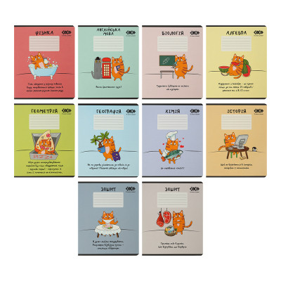 Зошит ZiBi набір учнівських CUTE CAT 36 аркушів 10 штук, 8 предметів (ZB.1731-99) Вінниця - фото 1