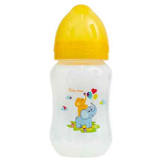 Пляшечка для годування з широким горлом та силіконовою соскою 1002 жовтий 250 мл Вінниця