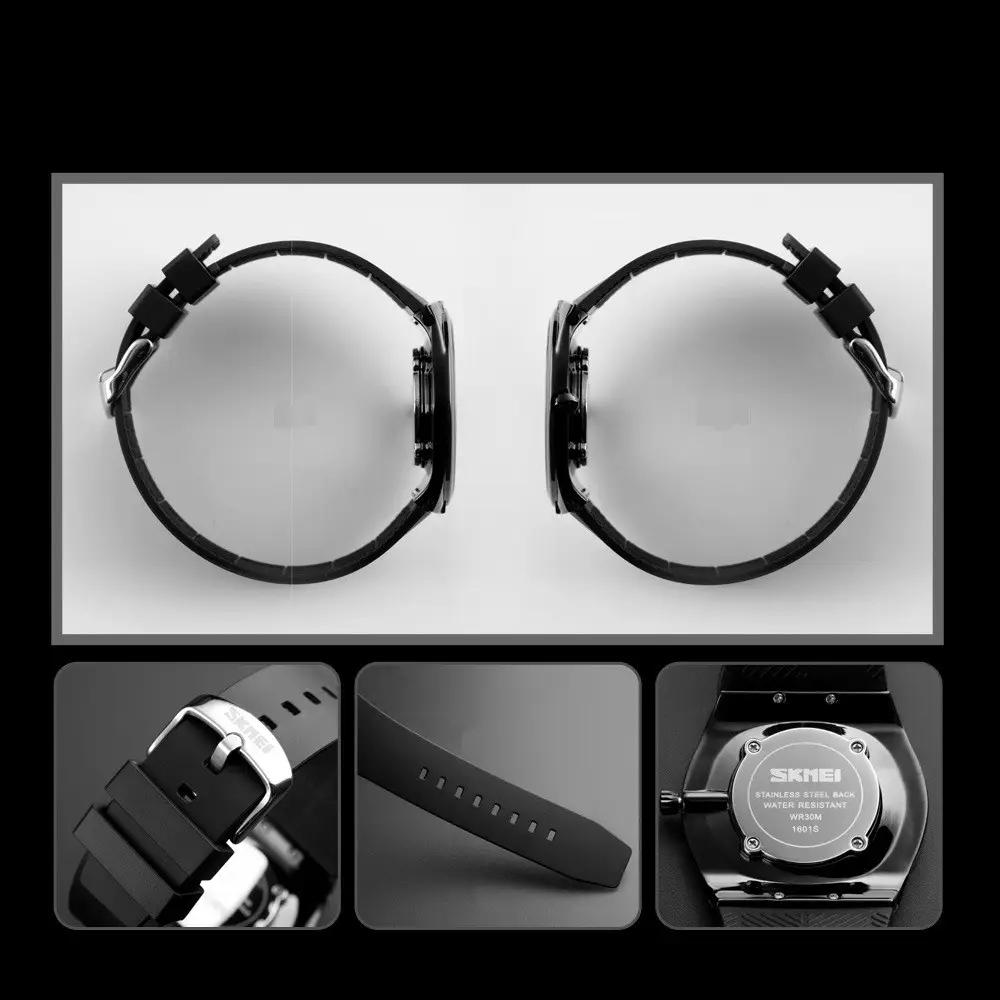 Наручний класичний годинник Skmei 1601S Чорний з чорним Вінниця - фото 8