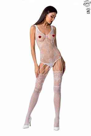 Ажурный бодистокинг с имитацией чулок Passion BS074 white Sex Aura Киев