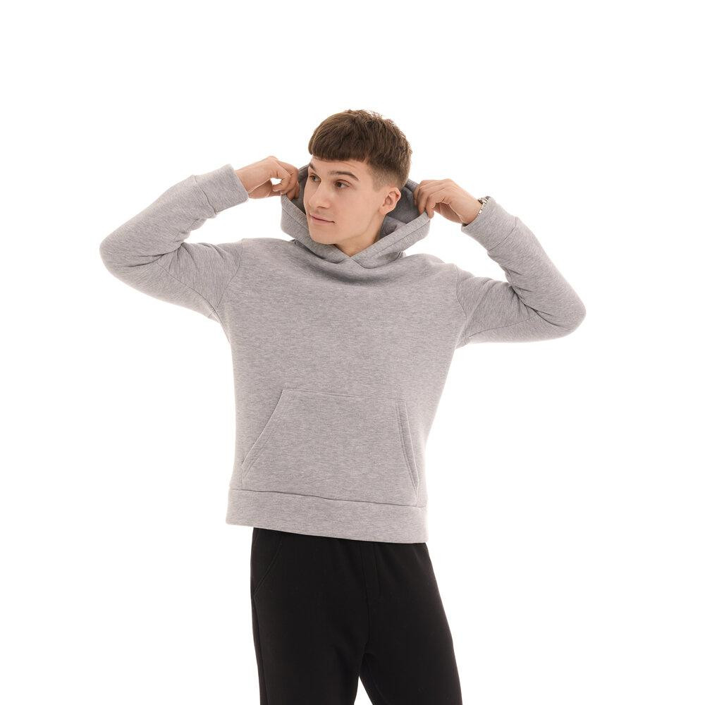 Теплое мужское худи на флисе с капюшоном серое меланжевое Pobedov 008 ЗИМА Киев - изображение 10