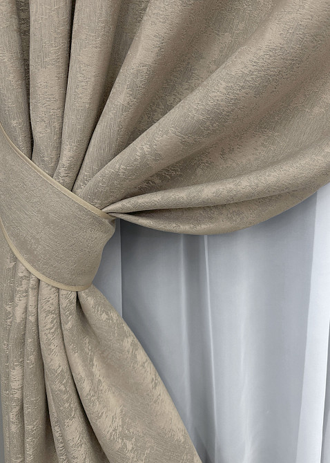 Комплект штор на люверсах VR-Textil Жаккард Sultan XO № 1683ш 150х250 см 2 шт Капучино (37-0196) Киев - изображение 13
