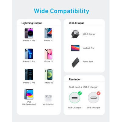 Дата кабель USB 2.0 AM to Lightning 0.9m 322 White Anker (A81B5H21/A81B5G21) Винница - изображение 3