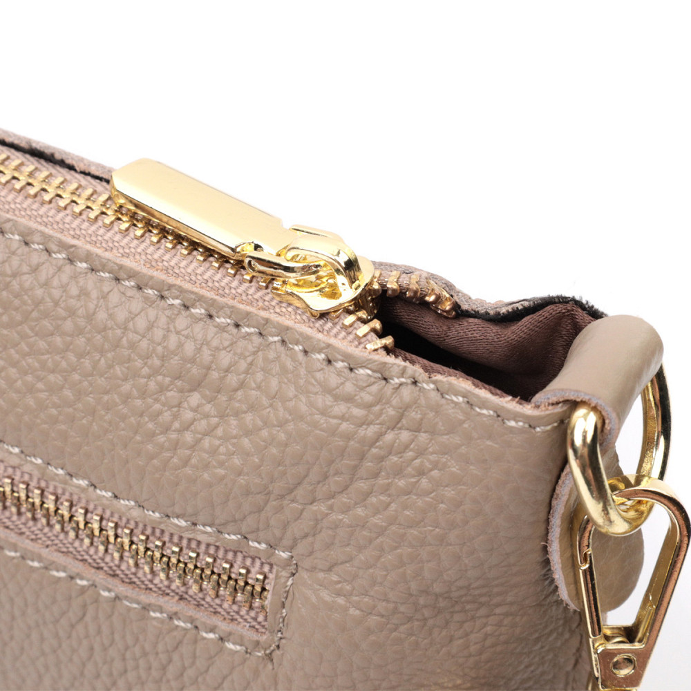 Женская сумка-клатч с двумя ремнями из натуральной кожи Vintage 22643 Бежевая Киев - изображение 6