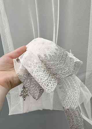 Тюль "Грек-сітка" з вишивкою колір молочний з сірим 1471т Київ