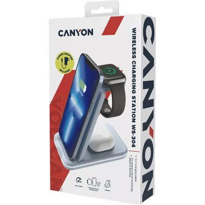 Зарядний пристрій Canyon WS-304 Foldable 3in1 Wireless charger Blue (CNS-WCS304BL) Вінниця - фото 7