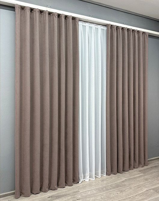 Комплект готовых штор VR-Textil Микровелюр Petek № 1825ш Какао 150х290 см 2 шт (33-0811) Киев - изображение 4