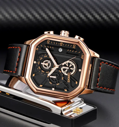 Наручные мужские классические часы Skmei 1963 Розовое золото Винница