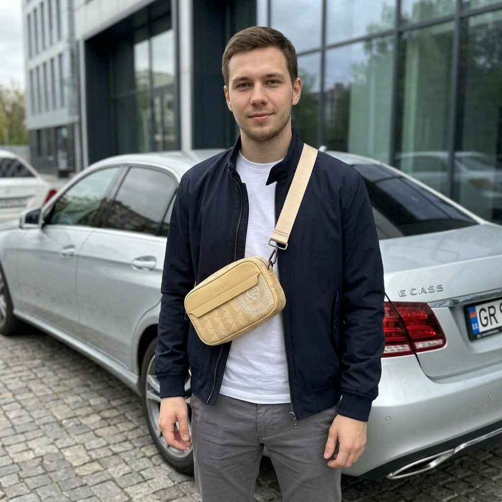 Мужская брендовая сумка, борсетка на плечо Lacoste (1097) brown Киев - изображение 9