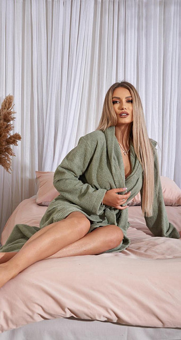 Хлопковый махровый халат с капюшоном Киев - изображение 1