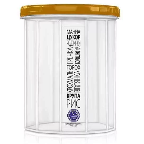 Ємність для сипучих продуктів 1,5л прозорий/золото Народний продукт Житомир