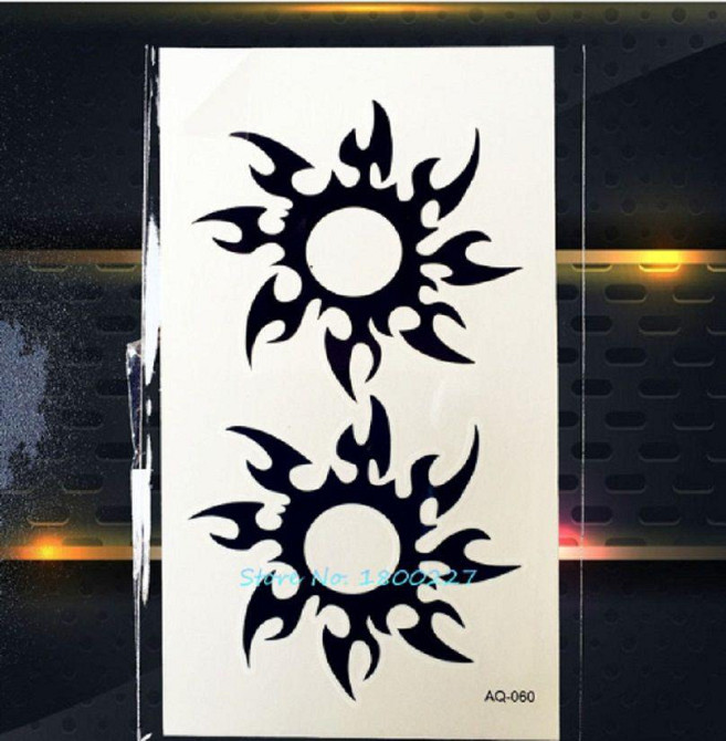 Переводная временная татуировка Солнечные символы 10 на 6 см черно-синий Киев - изображение 1