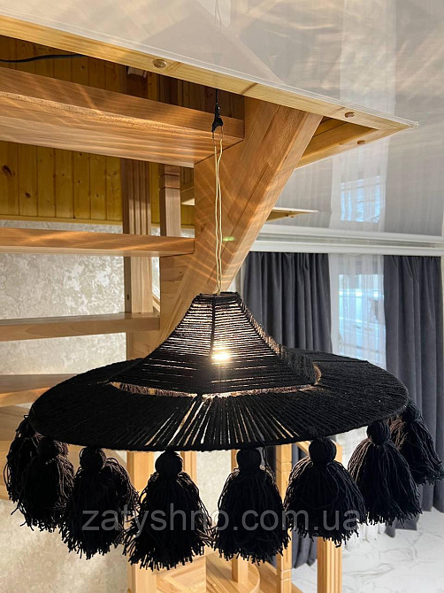 Люстра плетеная черная  круглая Киев - изображение 10