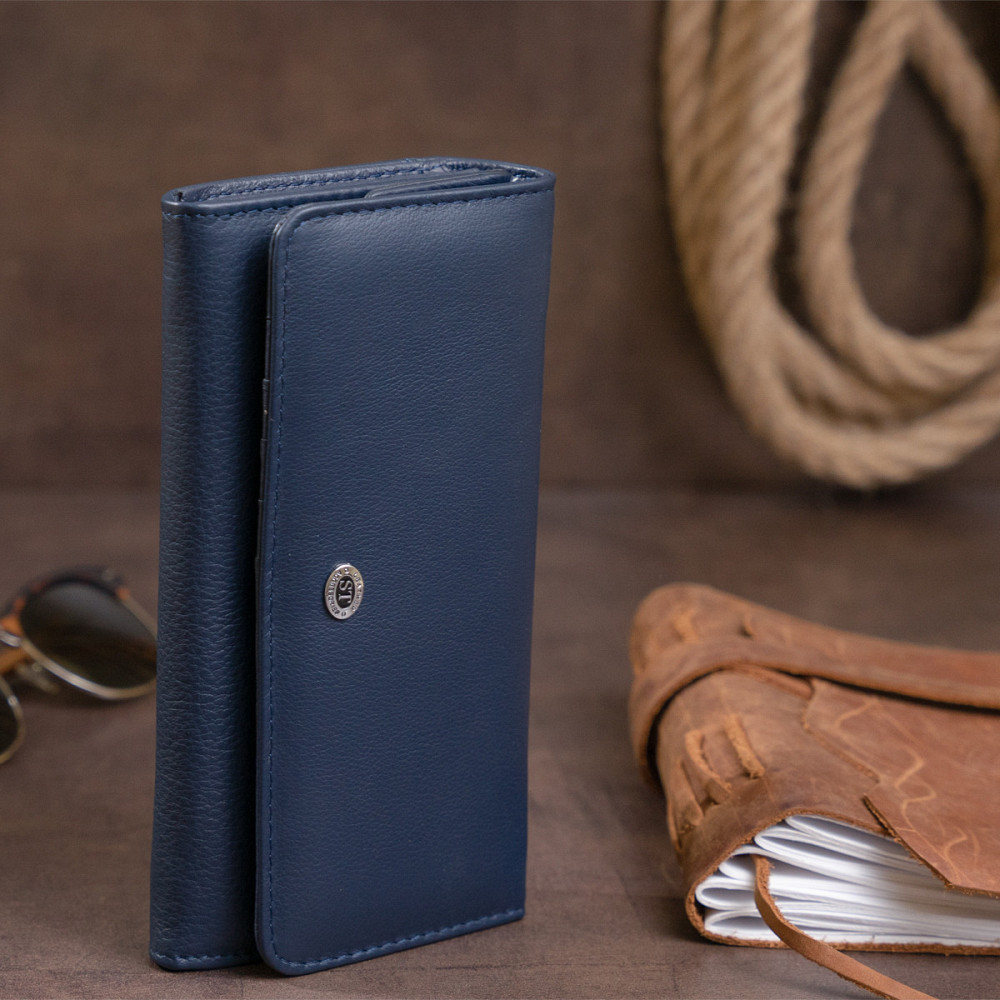 Кошелек кожаный в два сложения женский ST Leather 19291 Синий Киев - изображение 2