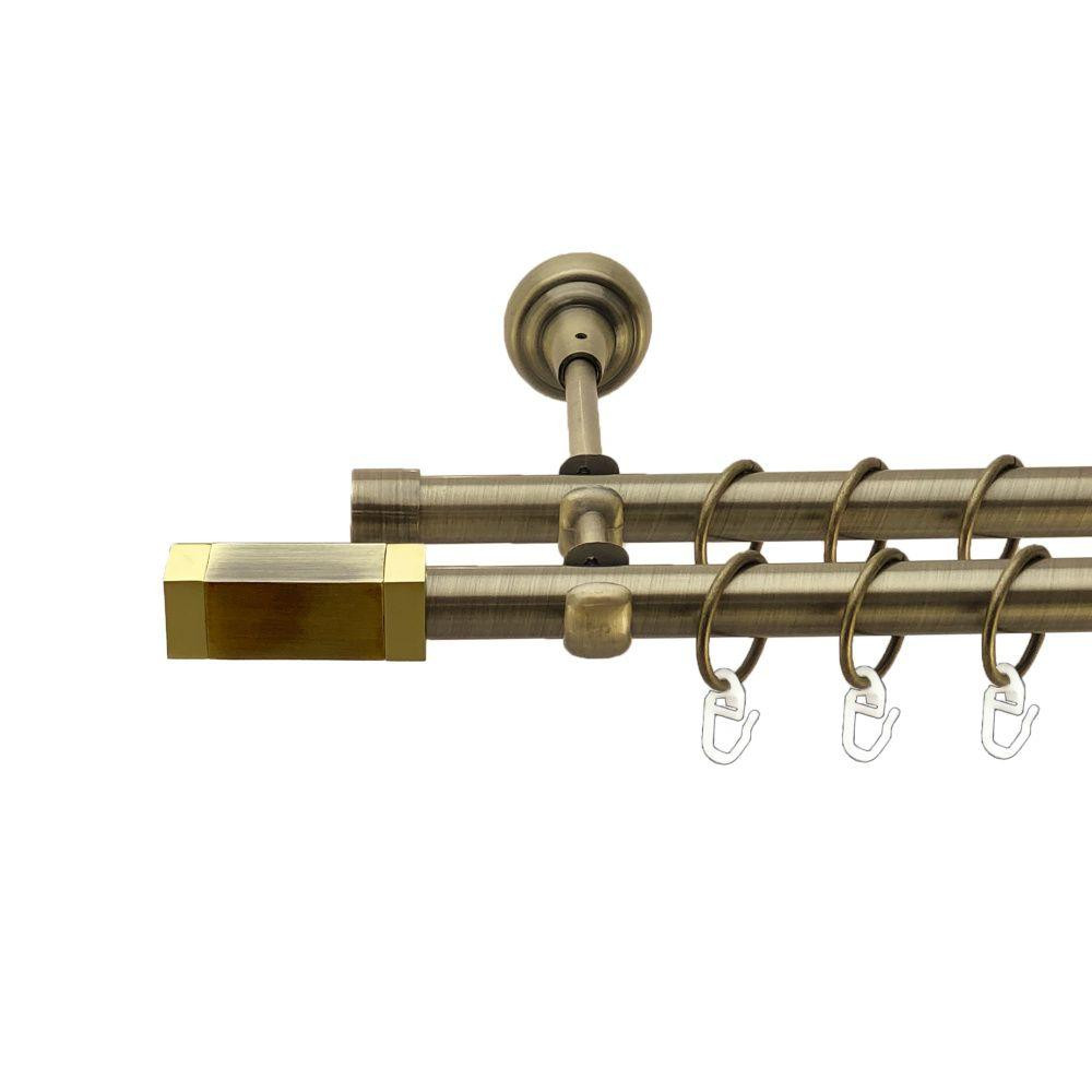 Карниз Orvit Квадро металевий дворядний відкритий гладка труба кільце металеве Антик 19\19 мм 300 см Львов - изображение 1