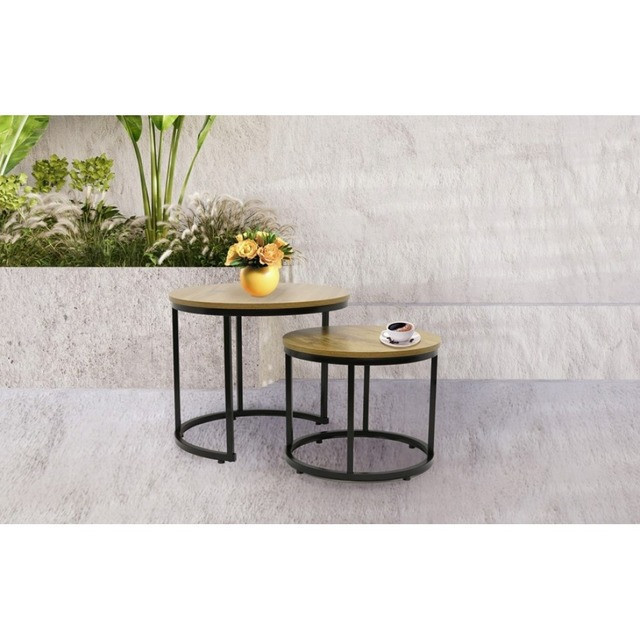 Журнальний столик кавовий круглий комплект 2 в 1 Bonro B-012 Київ - фото 8