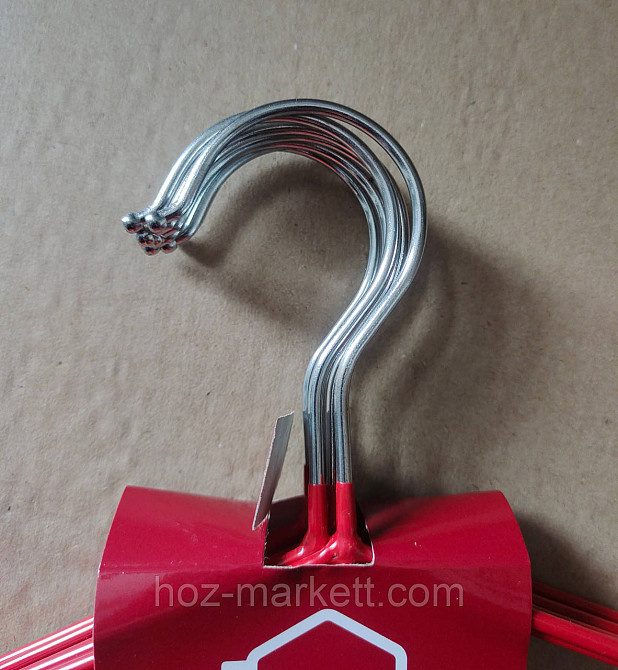 Вішалки плічка тремпл червоні металевий у силіконовому покритті з хромованим гачком тонкий 8 шт. у пап Харків - фото 4