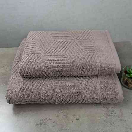 Комплект махровых полотенец Уельс 2шт GM Textile 50х90см, 70х140см 500г/м2 (Шоколад) Сумы