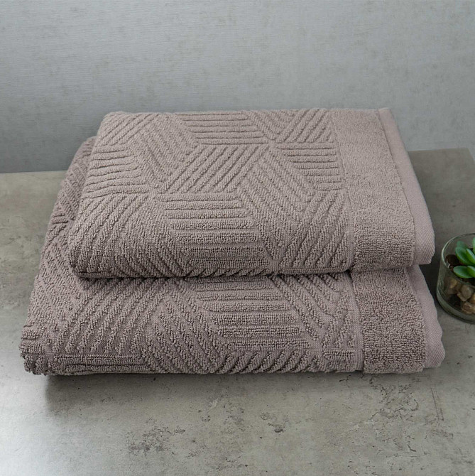 Комплект махровых полотенец Уельс 2шт GM Textile 50х90см, 70х140см 500г/м2 (Шоколад) Сумы - изображение 1