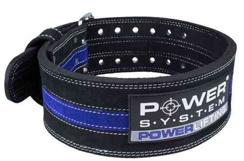 Пояс для пауерліфтингу Power System PS-3800  PowerLifting шкіряний Black/Blue Line XL Кам'янське
