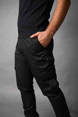 Чоловічі штани карго Intruder Baza Коттонові Штани карго з кишенями штани на липучках чорні XL Одеса