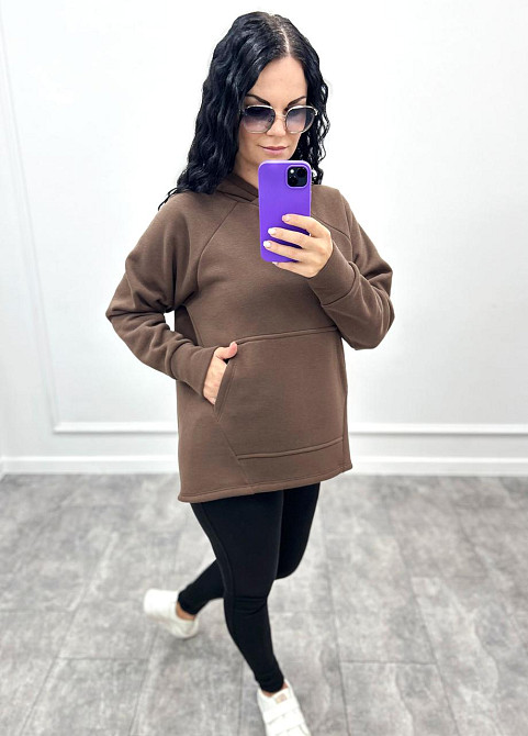 Худі вільного крою з капюшоном "Sky" оптом | Батал Шоколадний, 50-52 Київ - фото 1