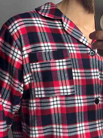Мужская хлопковая пижама в клетку Красно-белый, XL/2XL Харьков