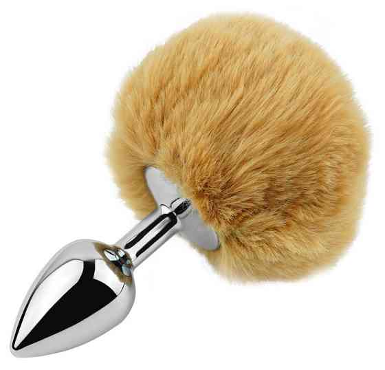 Анальна пробка з хвостом EGZO - Bunny Tail Silver Plug Brown, size S Sex Aura Київ