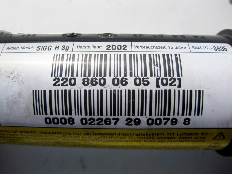 Mercedes-Benz  A2208600605 Стельова права подушка безпеки S-Class W220 short Одеса - фото 3