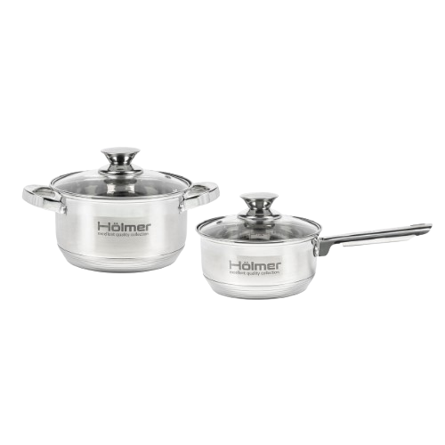 Набір каструль 4 предмети (ківш 1,5л/каструля 2,7л) нержавіюча сталь 7-шарове дно CS-1451-SS Holmer Житомир