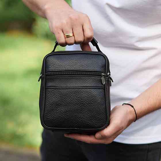 Чоловіча шкіряна сумка-барсетка Tiding Bag чорна Київ