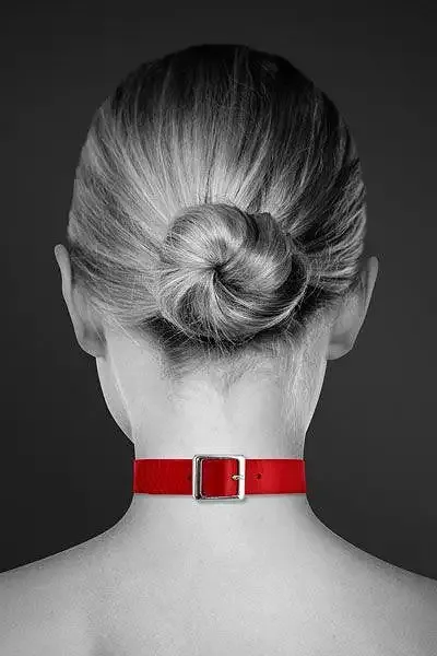 Чокер з кільцем для повідця Bijoux Pour Toi - FETISH Red, екошкіра Львов - изображение 2