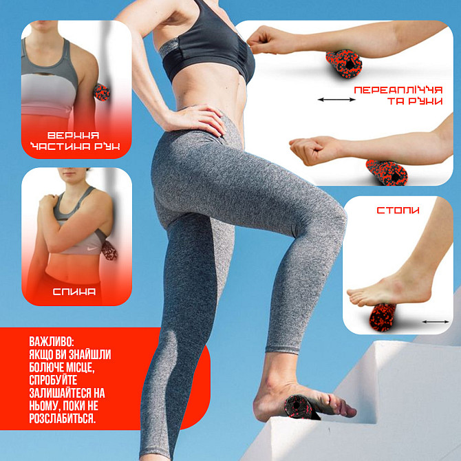 Масажний ролик (роллер) гладкий PowerPlay PP-4346 Mini EPP Foam Roller Чорно/Червоний (15x5,3см.) Каменское - изображение 8