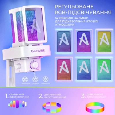 Микрофон Fifine Ampligame Q8PROW USB White (Q8PROW) Винница - изображение 7