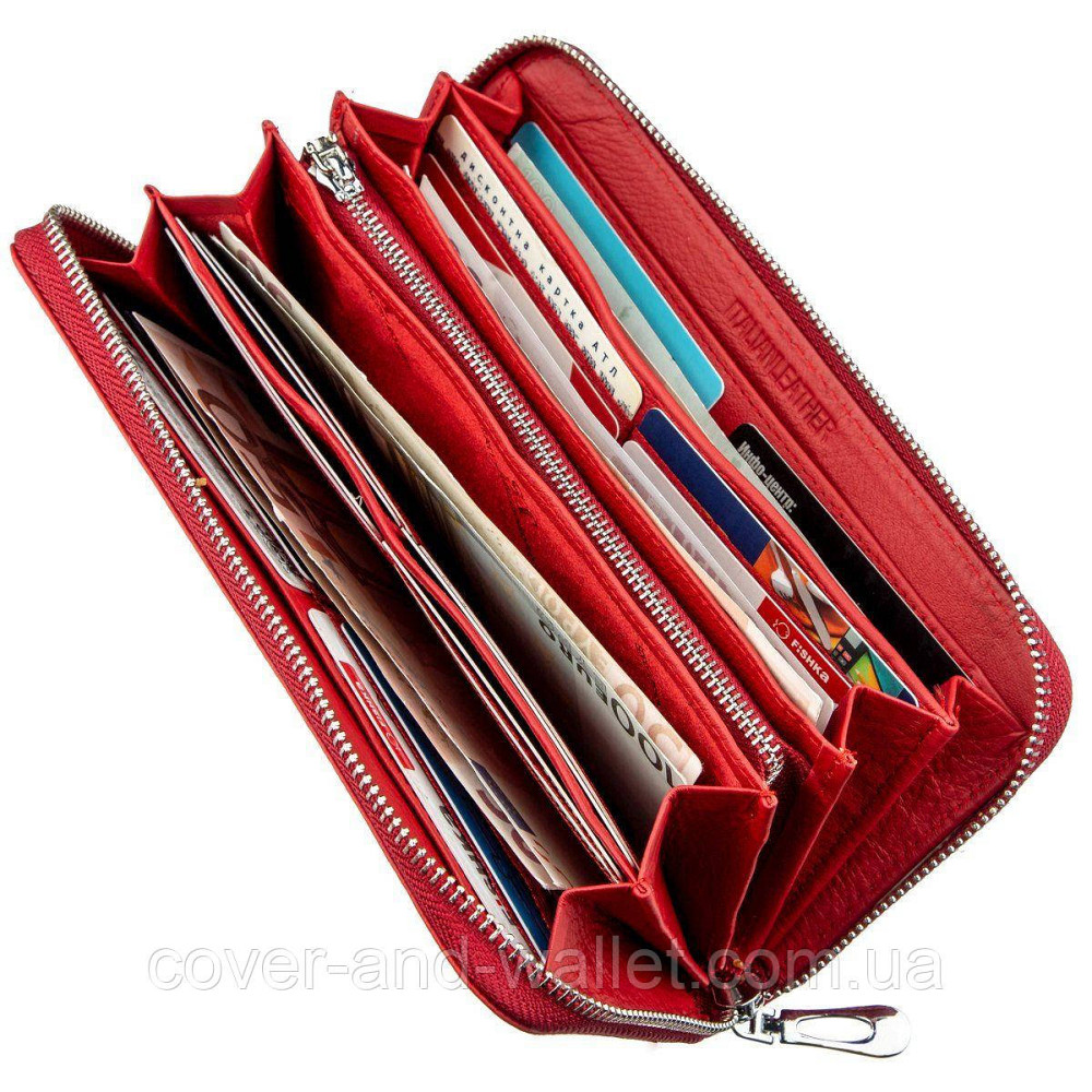 Жіночий червоний гаманець на блискавці на багато карток ST Leather 201 Київ - фото 1