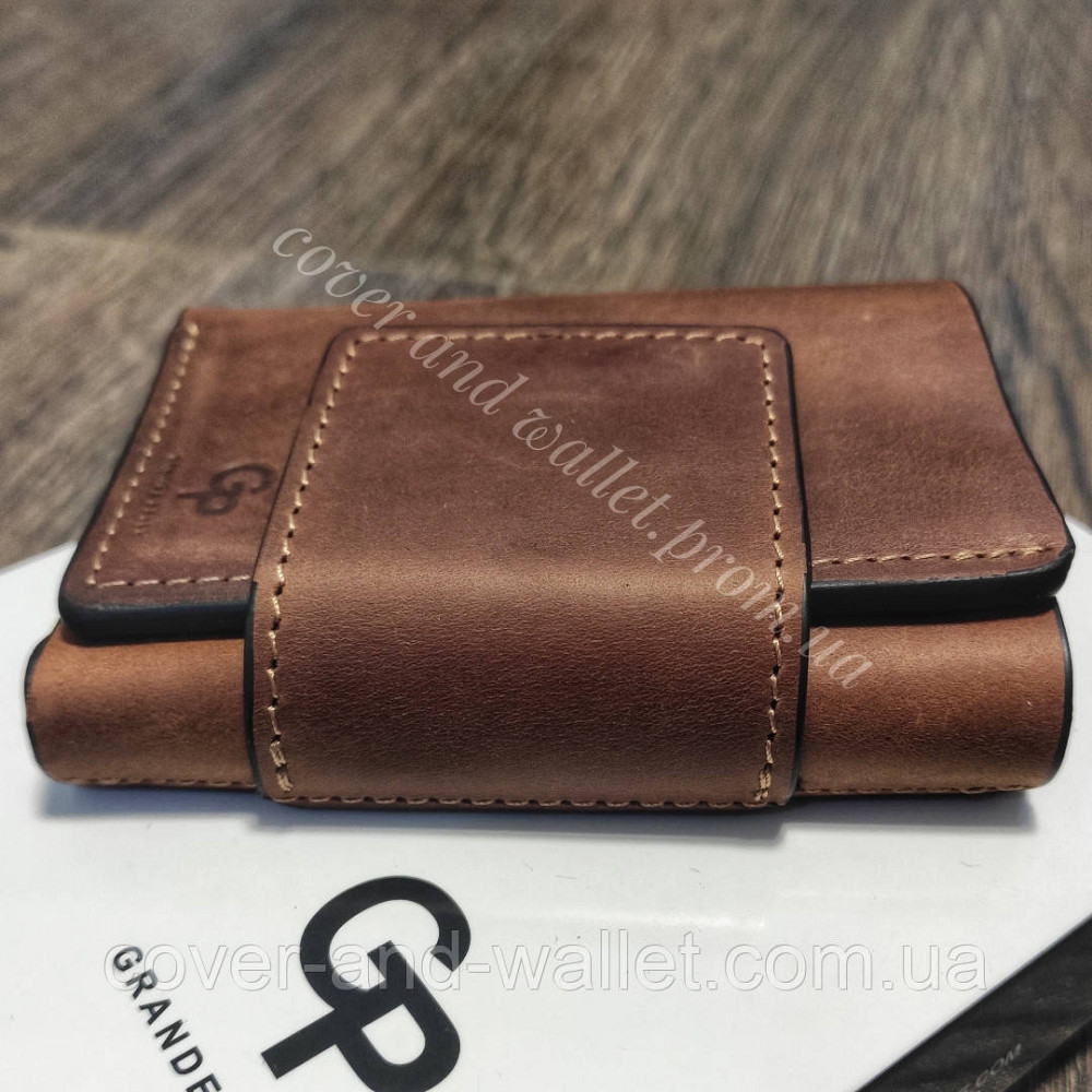 Маленький мужской кошелек из винтажной кожи на магнитах Grande Pelle Киев - изображение 2