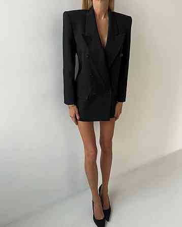 Женский классический костюм четверка: пиджак + кроп-топ + юбка миди + брюки костюмка Черный, 44 Одесса