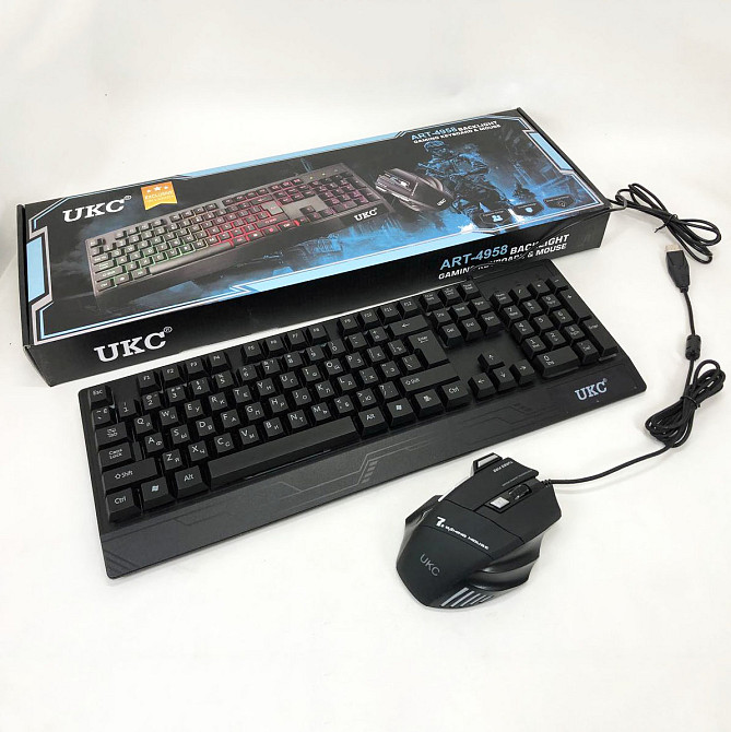 Клавиатура+мышка UKC с LED подсветкой от USB M-710, клавиатура игровая с подсветкой и мышкой FH-20 Львов - изображение 14