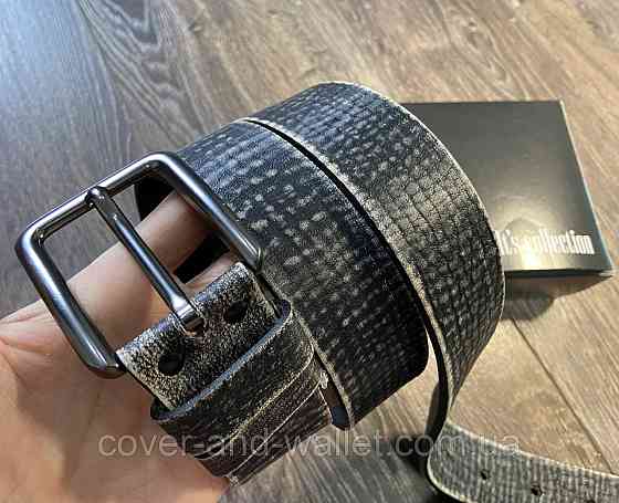 Модный мужской кожаный ремень из винтажной кожи коричневого цвета 35мм PS Leather Киев