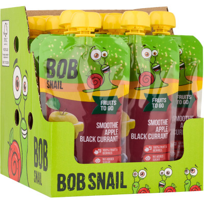 Детское пюре Bob Snail Улитка Боб Смузи Яблоко-Черная Смородина 200 г (4820219347019) Винница - изображение 2