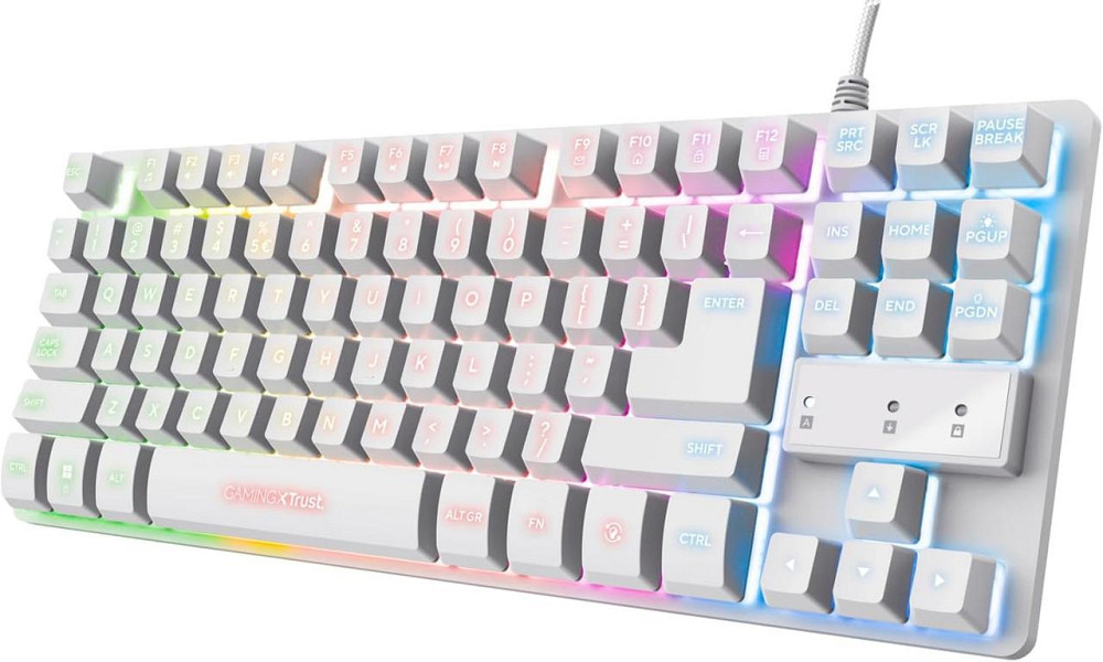 Игровая клавиатура Trust GXT 833W Thado TKL компактная белая QWERTY (английский), RGB-подсветка, Anti-Ghosting Киев - изображение 1