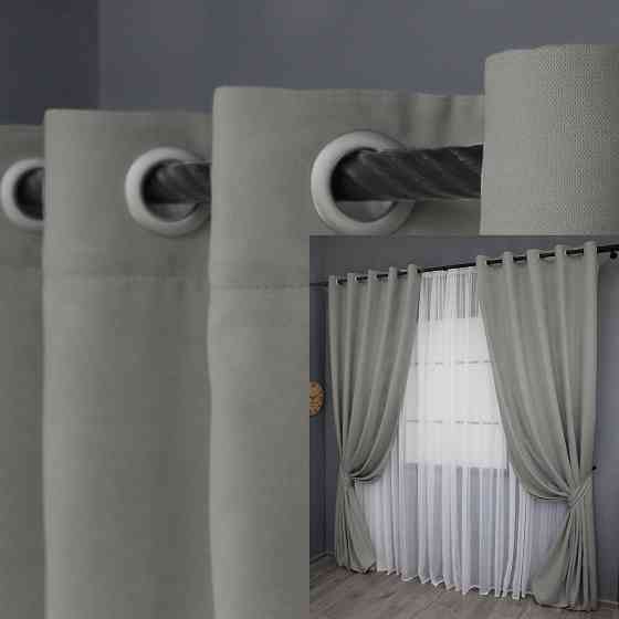 Комплект штор из ткани микровелюр Petek цвет светло-серый 1477ш Киев